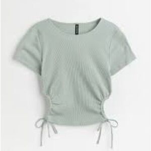 H&M Green Divided Tie Crop Top